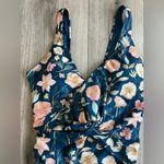 Nicole Miller NWT  One Piece Twist Front Deep Neck Swimsuit | Antique Floral | S Photo 2