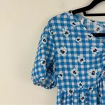 Primark  Blue Gingham Floral Mini Dress Ruffle Bottom Size 8 Photo 1