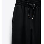 ZARA New Black Joggers Track Pants Sweatpants With Faux Leather Drawstrings Photo 4