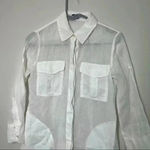 Theory  Marandel White Lawn Shirt Long Button Down size p Photo 3
