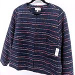 Talbots Womens 18W Blue Tweed Stripe Blazer Jacket Preppy Office Career Twee NEW Photo 0