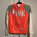 PINK - Victoria's Secret VS PINK Neon Orange Full Zip Hoodie Sweatshirt Photo 0