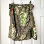 Wayne Rogers Vintage Silk Green Graphic Leopard Floral True Wrap Short Skirt 10 Photo 0