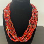 Vibrant beaded orange multicolored necklace. So‎ fun! Make a statement. Photo 1