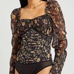Free People NWT | Brunch Date Bodysuit in Black Combo Photo 5