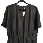 Eileen Fisher NWT Black Short Sleeve V Neck Casual Jumpsuit Linen Size L Photo 1
