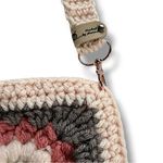 Handcrafted Crochet Floral Granny Square Crossbody Bag Peach Grey & Orange Lined Photo 1