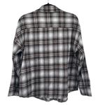 SheIn Women’s Brown Black Plaid Drop Shoulder Oversized Button Front Top Medium Photo 8