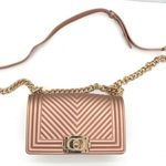 Jellypop Crossbody Bag Chevron Quilted Chain Strap Rose Gold Purse Handbag Small Pink Photo 0
