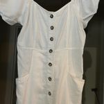 Madewell  Linen‎ Blend Dress Puff Sleeve Button Front Pockets White Size 6 Photo 3