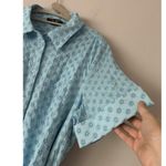 Kate Spade Blue Floral Embroidered Cotton Button Shirt Dress Size Large Summer Photo 5