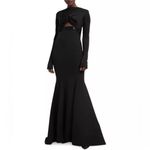 Safiyaa BLACK Cutout Beaded Belt Gown with Gun Metal, Size FR42 US10 NWT $2,615 Photo 2