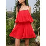 Exlura Women's Red Spaghetti Strap Pleated romper Size Large Photo 1