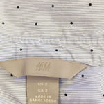 H&M Blue Fitted Shirt Light Blue Striped Hearts Long Sleeve Button-Down Size 2 Photo 6