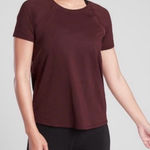 Athleta  Chi Dot Mesh Train Athletic‎ T-Shirt Maroon Burgundy Small Photo 0