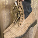 Free People Sounder Boots Tan Lace Up Boho Military Size 10/41 GUC Photo 0