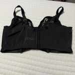 Cacique  42DDD Unlined Balconette Bra Underwire Black Lace & Mesh Velvet Accent Photo 3