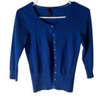 Maurice's Y2k Blue Button Up Cardigan Sweater XS Preppy Office Siren Cottage Photo 0