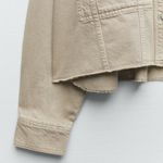 ZARA NWT Piercing Cropped Overshirt Jacket in Taupe Size Extra Large Photo 6