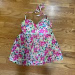 Kona Sol  Bikini Top‎ Sheer Floral Size Small Molded Cups Removable Straps Photo 1