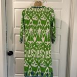 Gretchen Scott Embroidered 3/4 Sleeve Tunic V Neck Dress with pockets Small Green Photo 5