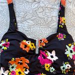 Anne cole Black Floral One-Piece Swimsuit Scoop Back Tummy Control Sz 12💛 Photo 3