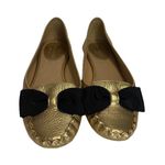 Kate Spade NY 7M Gold Leather Ballet Flats Loafer Moccasin w/ Bow Metallic NWOB Size 7 Photo 1