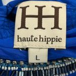 Haute Hippie  Silk Beaded Dress Halter‎ Sleeveless Blue Party Dress L Photo 9