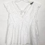 ZARA  Trafaluc Women Top XS Babydoll Cottagecore Boho Chic Beachy Nautical Cotton Photo 0