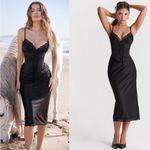 House Of CB HOUSE OF‎ CB 'Salma' Black Satin Slip Dress NWOT Size S Photo 11