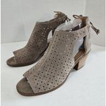 Lucky Brand Women’s Taupe Gray Laser Cut Suede Leather Open-toe BRACY Bootie 7.5 Photo 1