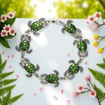 Green Turtle Silver Plated Bracelet‎ Photo 1