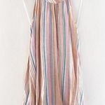 C&C California  Linen Halter Neck Mini Shift Dress Medium Pastel Stripe Beach Photo 0