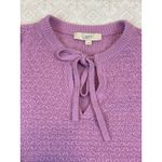 Loft  Lavender Size Small Tie Neck Sweater Puff Sleeve Soft Girl Cottagecore Photo 2