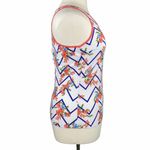 White Boho Chevron Floral Print Racerback Tank Top Size XL Photo 5