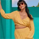 Rhode X Target Dainty Lotus Floral Print Wrap Tie Front Vneck Top Size M Yellow Size M Photo 0