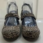 Anthropologie OTBT Sz 8 Mary Jane Suede Malibu Brookline Shoes Leopard Wedge Brown Photo 1