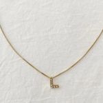 Anne Klein Y2K Dainty Gold Rhinestone ‘L’ 16” Necklace NWT Photo 4