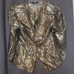 JH Collectibles Gold Blouse, Petite Size 6, Metallic Evening Top, Long Sleeves Photo 0