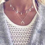 Silver Boho Horn Choker Necklace Photo 0