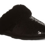 Bear paw Loki Exotic Black Sequin Slippers, Size 6, NWOT Photo 0