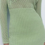 ZARA  green chenille open knit mini dress women’s size S‎ Y2K retro Photo 0