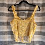 Monteau ‎ Yellow Floral Button Front Linen Blend Tank Top Size XL Photo 1