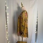 Belle France Yellow and Pink Ruched 3/4 Sleeve Blouse Photo 1