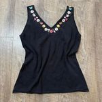 Dress Barn 2000s Black Floral Embroidered V Tank Cami Womens Size Medium/6 Photo 3