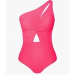 Cupshe NWT  One Shoulder Cutout Swimsuit Pink Twist Front One Piece Lined M Photo 15