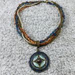 Multistrand Beaded Necklace Center Dangle Earth Tones Photo 0