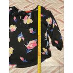 Elle  Black Floral Print Long Sleeve Blouse Women Size L Sheer Lightweight Photo 7