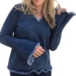 Anthropologie Womens Moelleux Raw Hem Denim Jean Back Lace Up Top - Sz XS Photo 0