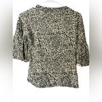 Karen Kane Black and White Button Down Shirt with Mandarin Collar Photo 1